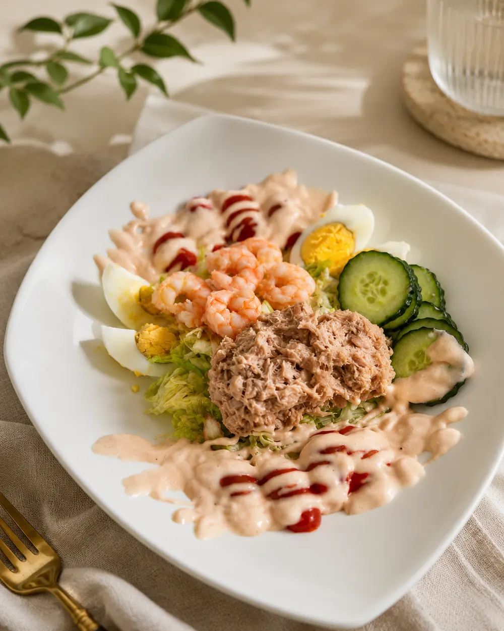 Ensalada mar y tierra de El Maná Takeaway, preparada al momento con ingredientes frescos