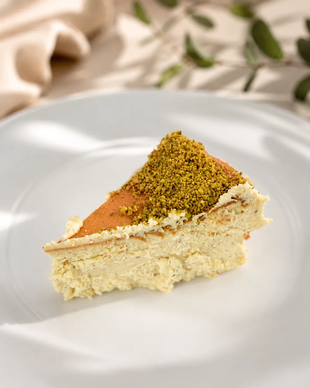 Tarta de queso con pistacho